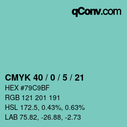 Color code: CMYK 40 / 0 / 5 / 21 | qconv.com