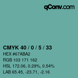 Color code: CMYK 40 / 0 / 5 / 33 | qconv.com