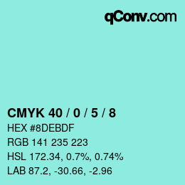 カラーコード: CMYK 40 / 0 / 5 / 8 | qconv.com