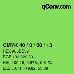 Color code: CMYK 40 / 0 / 60 / 13 | qconv.com