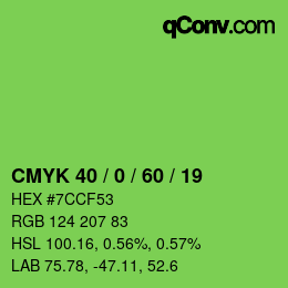 Color code: CMYK 40 / 0 / 60 / 19 | qconv.com