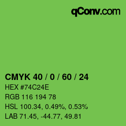 Color code: CMYK 40 / 0 / 60 / 24 | qconv.com