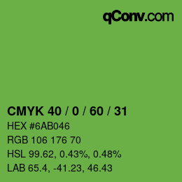 颜色代码: CMYK 40 / 0 / 60 / 31 | qconv.com