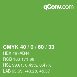 颜色代码: CMYK 40 / 0 / 60 / 33 | qconv.com
