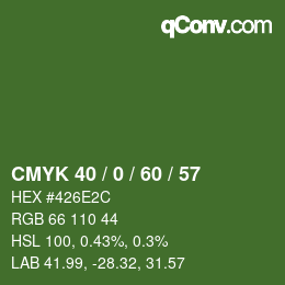 颜色代码: CMYK 40 / 0 / 60 / 57 | qconv.com