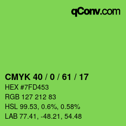 カラーコード: CMYK 40 / 0 / 61 / 17 | qconv.com