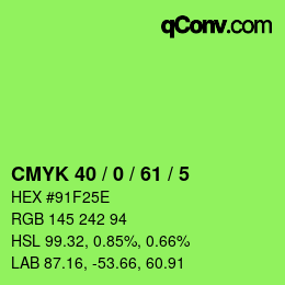 カラーコード: CMYK 40 / 0 / 61 / 5 | qconv.com