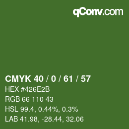 カラーコード: CMYK 40 / 0 / 61 / 57 | qconv.com