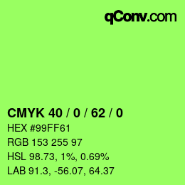 カラーコード: CMYK 40 / 0 / 62 / 0 | qconv.com