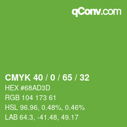 カラーコード: CMYK 40 / 0 / 65 / 32 | qconv.com