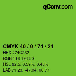 カラーコード: CMYK 40 / 0 / 74 / 24 | qconv.com