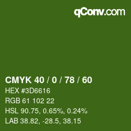Color code: CMYK 40 / 0 / 78 / 60 | qconv.com