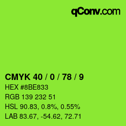 Color code: CMYK 40 / 0 / 78 / 9 | qconv.com