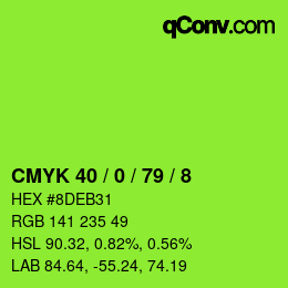 カラーコード: CMYK 40 / 0 / 79 / 8 | qconv.com