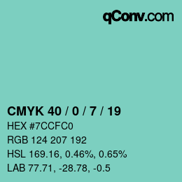 Color code: CMYK 40 / 0 / 7 / 19 | qconv.com