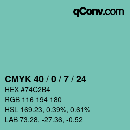 颜色代码: CMYK 40 / 0 / 7 / 24 | qconv.com