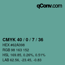 Color code: CMYK 40 / 0 / 7 / 36 | qconv.com