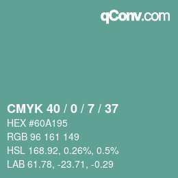 Farbcode: CMYK 40 / 0 / 7 / 37 | qconv.com