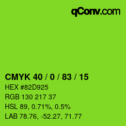 颜色代码: CMYK 40 / 0 / 83 / 15 | qconv.com