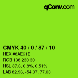 Farbcode: CMYK 40 / 0 / 87 / 10 | qconv.com