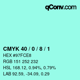 Color code: CMYK 40 / 0 / 8 / 1 | qconv.com