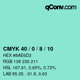 カラーコード: CMYK 40 / 0 / 8 / 10 | qconv.com