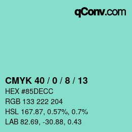 カラーコード: CMYK 40 / 0 / 8 / 13 | qconv.com