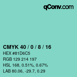 カラーコード: CMYK 40 / 0 / 8 / 16 | qconv.com
