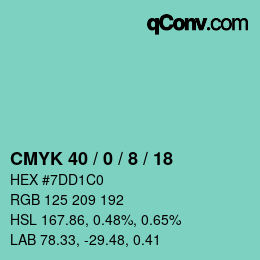 Color code: CMYK 40 / 0 / 8 / 18 | qconv.com