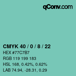颜色代码: CMYK 40 / 0 / 8 / 22 | qconv.com
