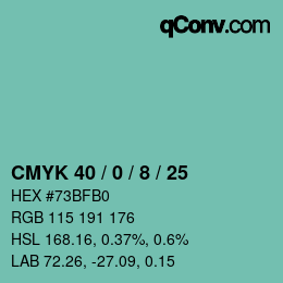 Color code: CMYK 40 / 0 / 8 / 25 | qconv.com