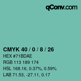 Color code: CMYK 40 / 0 / 8 / 26 | qconv.com