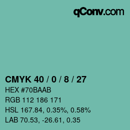 Color code: CMYK 40 / 0 / 8 / 27 | qconv.com