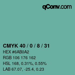 Color code: CMYK 40 / 0 / 8 / 31 | qconv.com