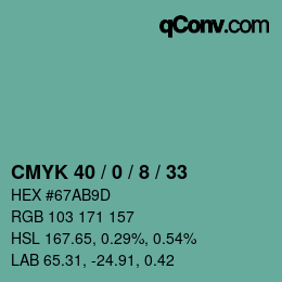 颜色代码: CMYK 40 / 0 / 8 / 33 | qconv.com
