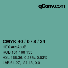 Color code: CMYK 40 / 0 / 8 / 34 | qconv.com