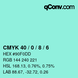 Color code: CMYK 40 / 0 / 8 / 6 | qconv.com