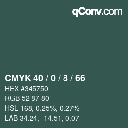 颜色代码: CMYK 40 / 0 / 8 / 66 | qconv.com