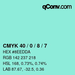 カラーコード: CMYK 40 / 0 / 8 / 7 | qconv.com
