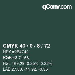 Farbcode: CMYK 40 / 0 / 8 / 72 | qconv.com