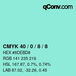 Color code: CMYK 40 / 0 / 8 / 8 | qconv.com