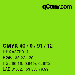 Farbcode: CMYK 40 / 0 / 91 / 12 | qconv.com