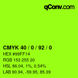 カラーコード: CMYK 40 / 0 / 92 / 0 | qconv.com