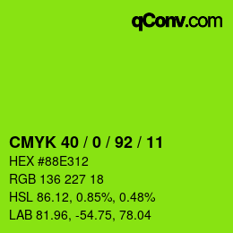 Color code: CMYK 40 / 0 / 92 / 11 | qconv.com