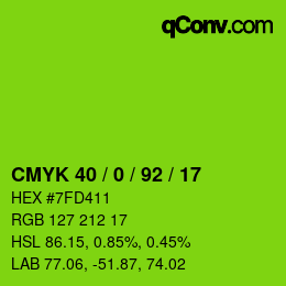 颜色代码: CMYK 40 / 0 / 92 / 17 | qconv.com