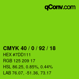 颜色代码: CMYK 40 / 0 / 92 / 18 | qconv.com