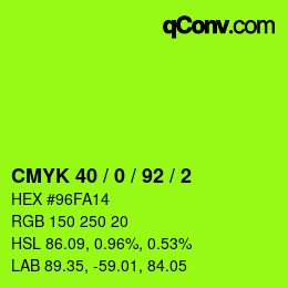 カラーコード: CMYK 40 / 0 / 92 / 2 | qconv.com