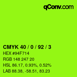 Color code: CMYK 40 / 0 / 92 / 3 | qconv.com