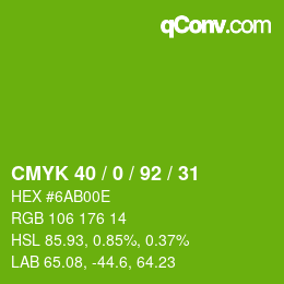 Color code: CMYK 40 / 0 / 92 / 31 | qconv.com