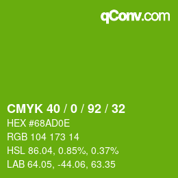 カラーコード: CMYK 40 / 0 / 92 / 32 | qconv.com